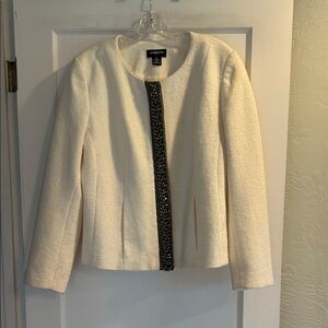 Liz Claiborne Cream Blazer with Black Trim
